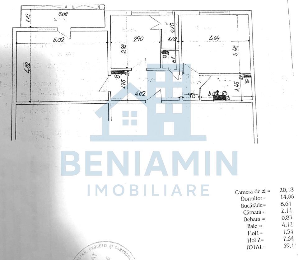 Apartament-Spatiu comercial parter 2 camere -intrare din strada 60mp - Schiță 6