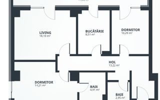 Apartament 3 camere Tatarasi - 84mp - 2bai - mutare imediata. - Poză 12
