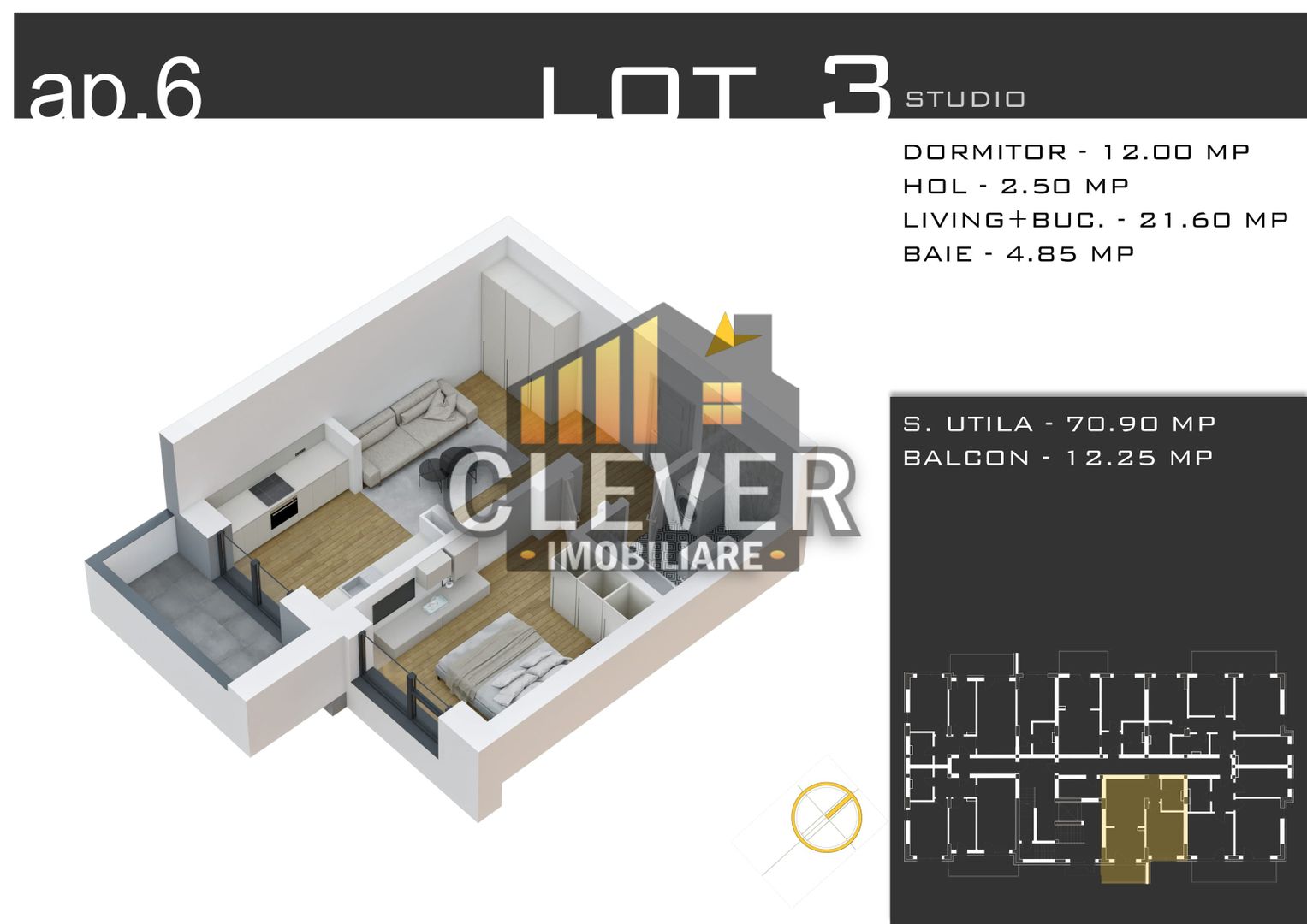 Studio 46mp  - Parcare bonus - Zona Pallady - Comision 0% - Schiță 8
