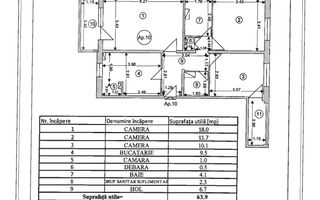 Apartament decomandat cu 3 camere in Florilor, strada Crinului - Schiță 26