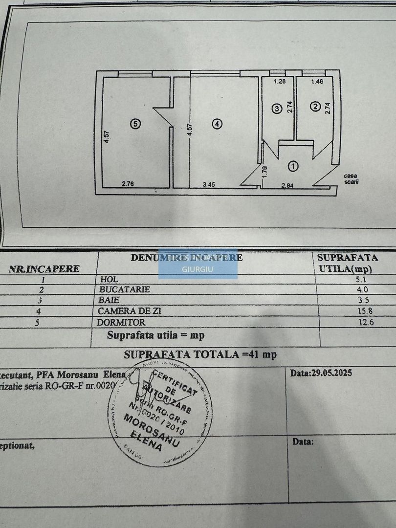 De vânzare – Apartament 2 camere, Tineretului, Școala 10 - Schiță 5