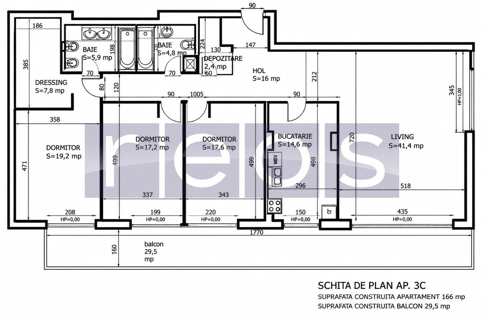 APARTAMENT PREMIUM 4 CAMERE | 166MP | TERASA 30MP | MOBILAT-UTILAT LUX - Schiță 15