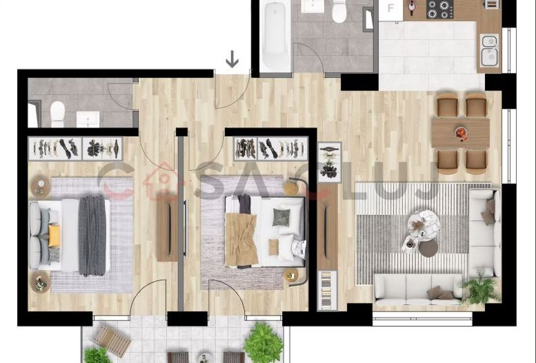 3 camere etaj intermediar imobil nou Intre Lacuri - Poză 1