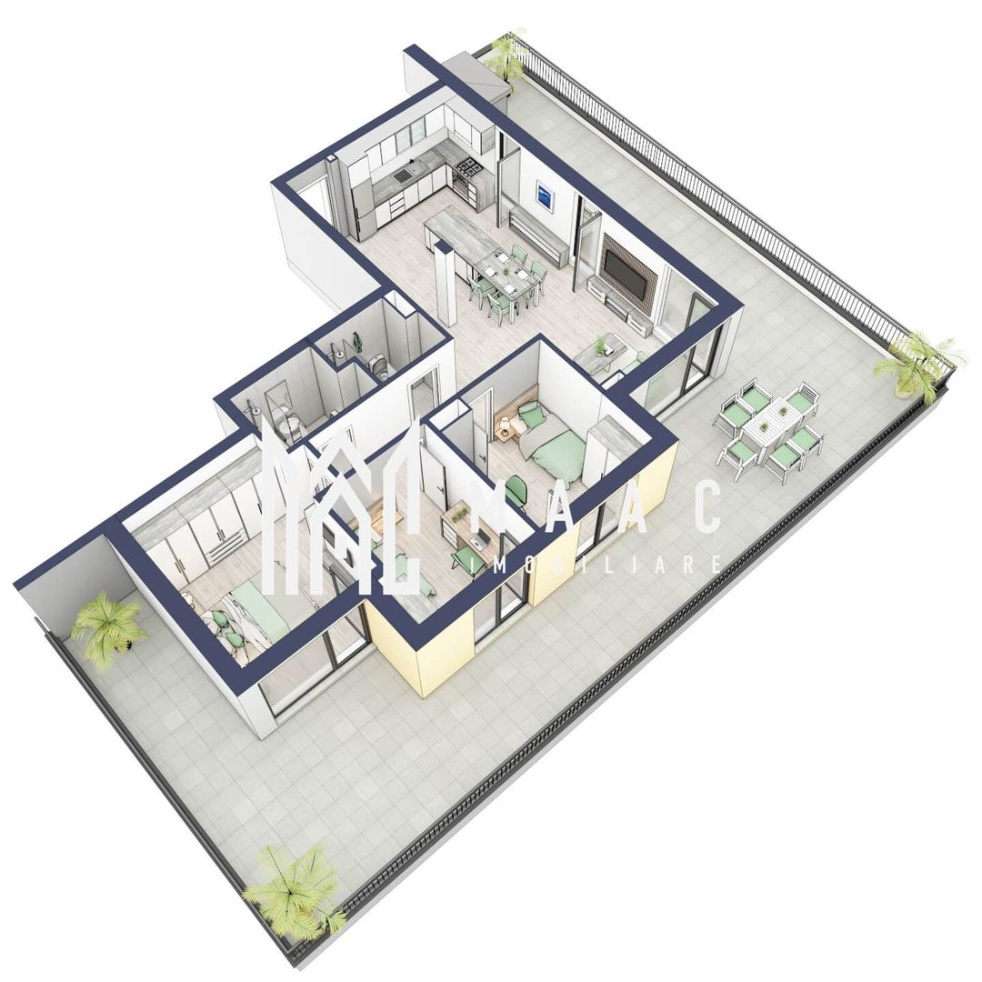 Penthouse 3 camere | Etaj 4 | Terasa 108 mp | Turnisor - Poză 4
