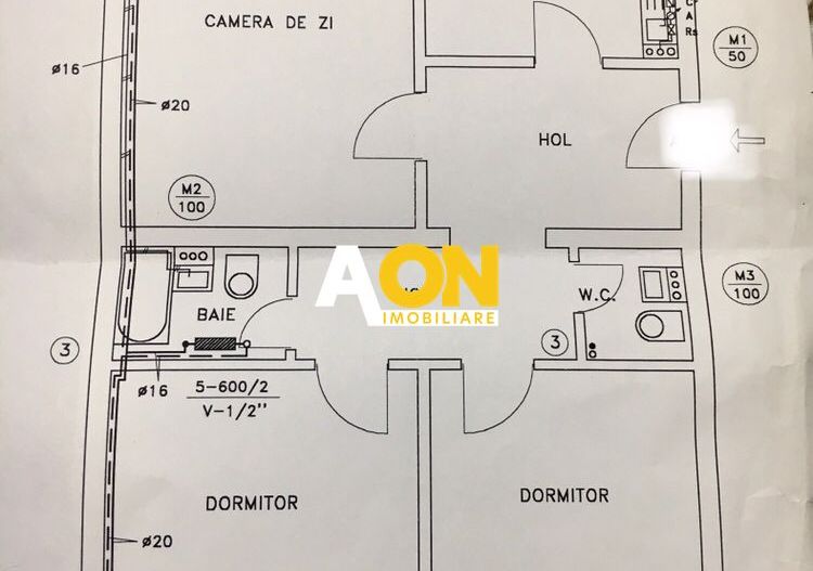 Apartament 3 camere, decomandat, str. Closca - Schiță 1