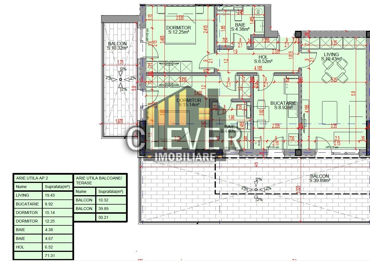 3 Camere, 2 Băi, Terasă 34 mp,Comision 0, Pallady - metrou Teclu - Schiță 7