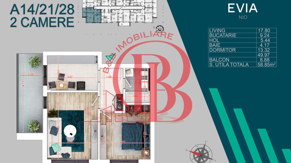 Apartament 2 camere Mutare Rapida Metrou Nicolae Teclu - Schiță 1