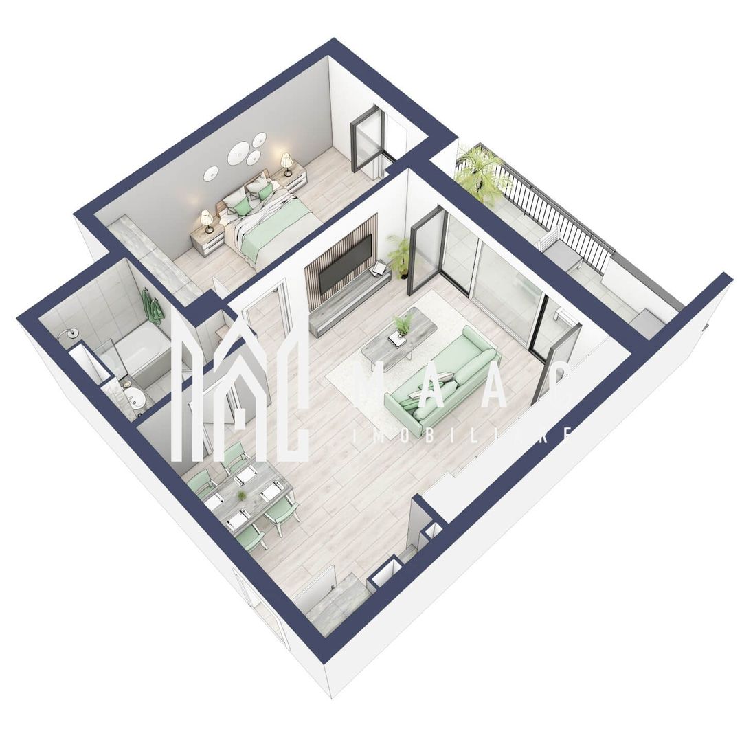 Apartament 2 camere | Etaj 3 | Balcon 10.7  | Turnisor - Poză 2