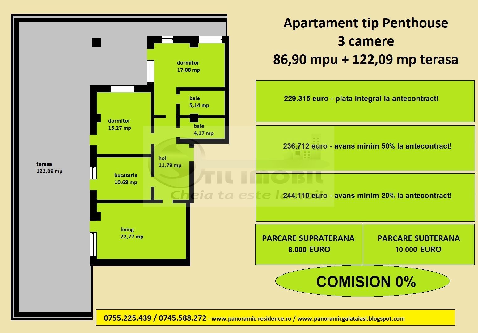 Penthouse decomandat de vanzare in Iasi, Galata, 208,99 mp, bloc nou - Poză 2