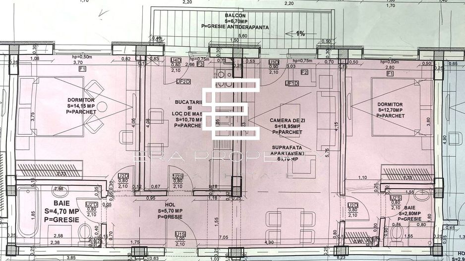 Apartament 3 camere 69 mp , Doamna Stanca, Selimbar - Schiță 9