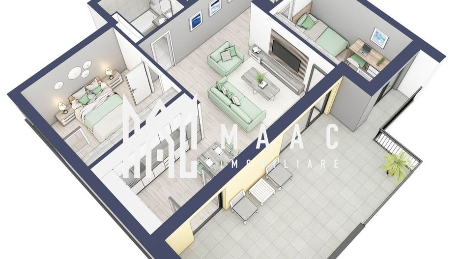 Apartament 3 camere | Balcoane 27.4 mp | Etaj 3 | Turnisor - Poză 5