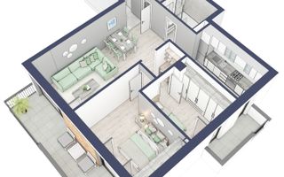 Apartament 3 camere | Balcoane 15.1 mp | Etaj 1 | Turnisor - Poză 2