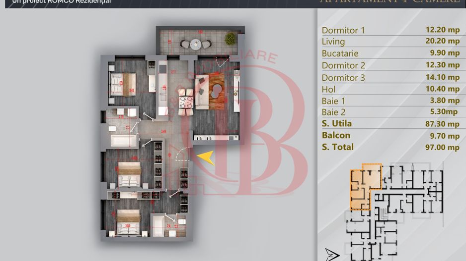 Apartament 4 camere Proiect Premium Independent Energetic - Schiță 11
