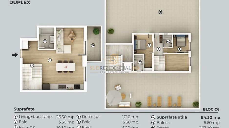 Apartament tip duplex - terasa 280 mp | Metrou Berceni - Schiță 8