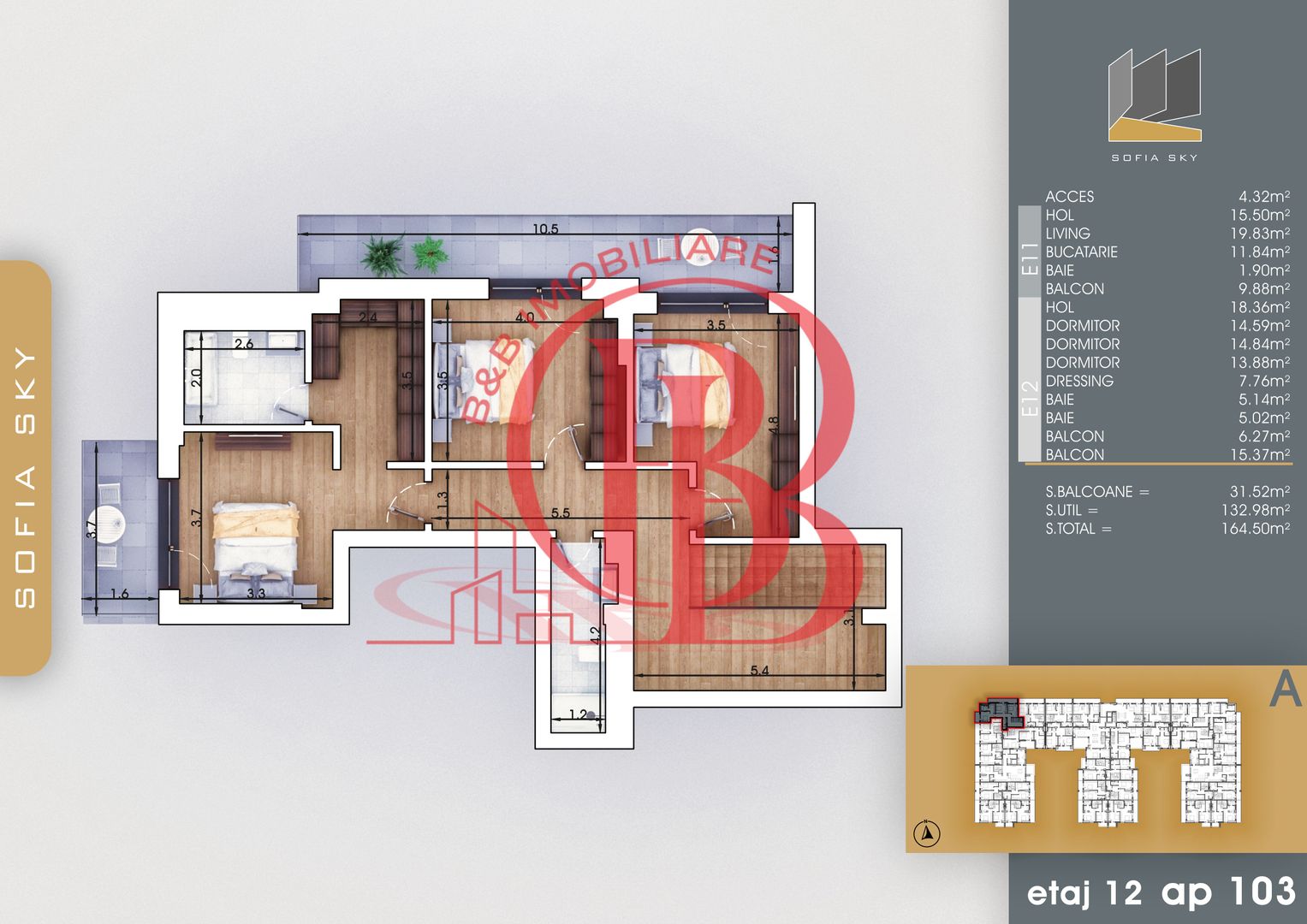 4 Camere modern-Scara interioara-Titan-Pallady-7min metrou - Schiță 3
