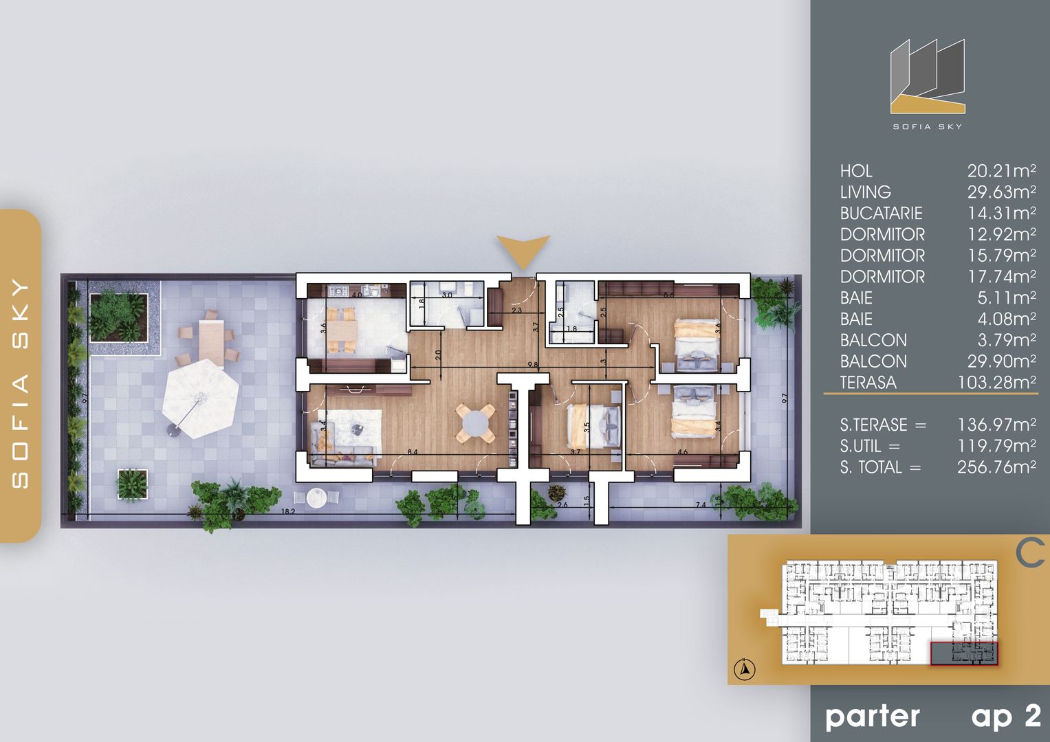 4 camere cu terasa - Pallady  700 m Metrou Nicolae Teclu - Schiță 10