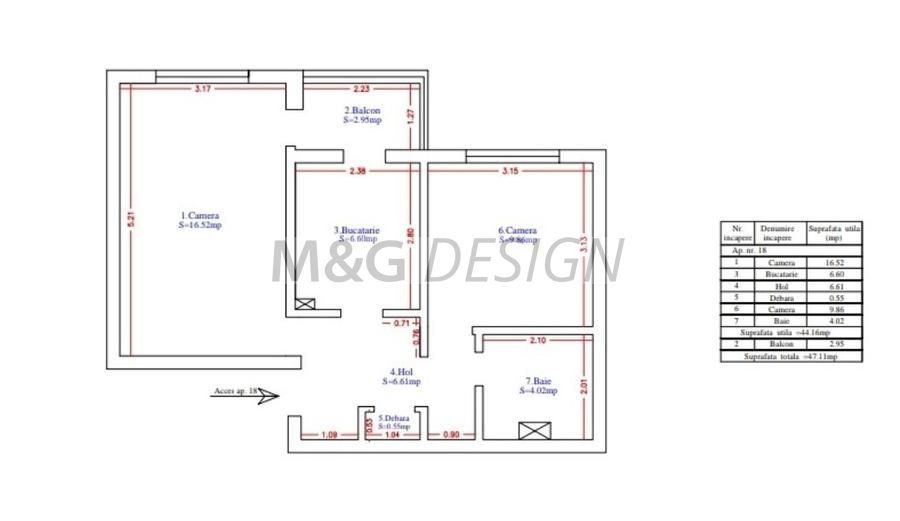 apartament 2 camere Lipovei - Schiță 9