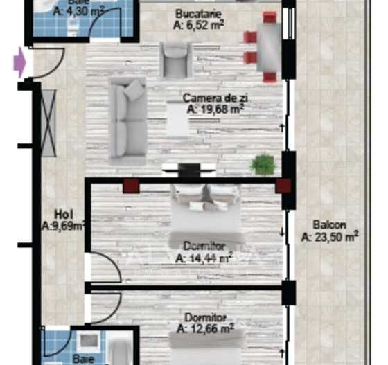 Apartament 3 camere | 72 mp + terasa 23.5 mp | Andrei Muresanu - Poză 8