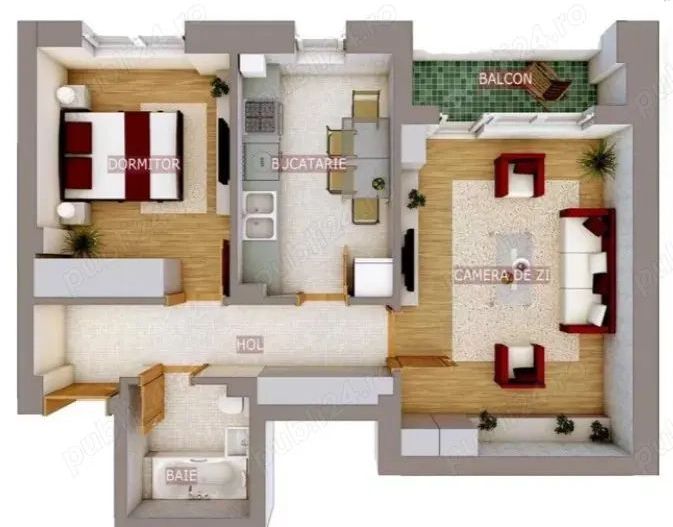 Apartament mobilat Rotar Park 1 langa metrou Pacii cu 2 camere decomandat suprafata 55mp - Poză 1