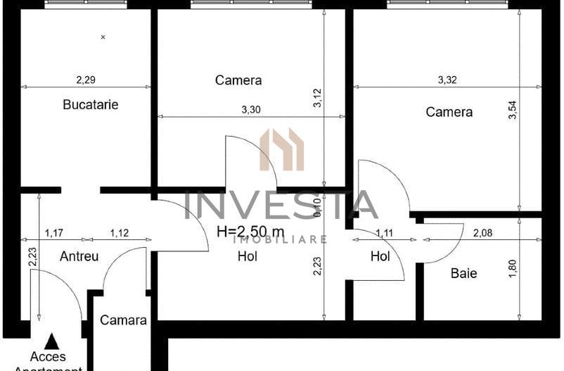 Apartament 2 camere, zona Horea – parter, mobilat și utilat - Schiță 8