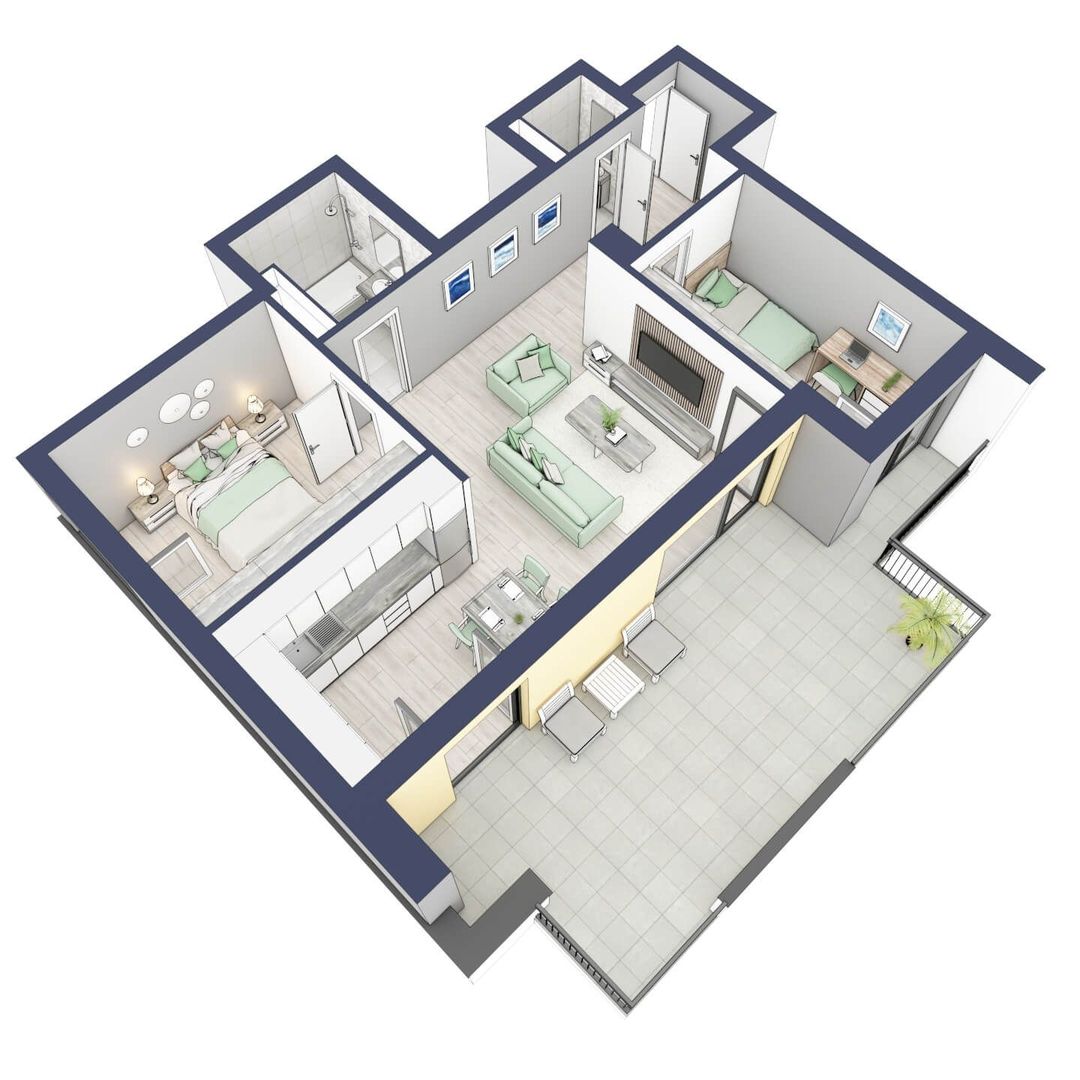 Apartament 3 camere si terasa superba acoperita  - Turnisor, Sibiu - Schiță 15