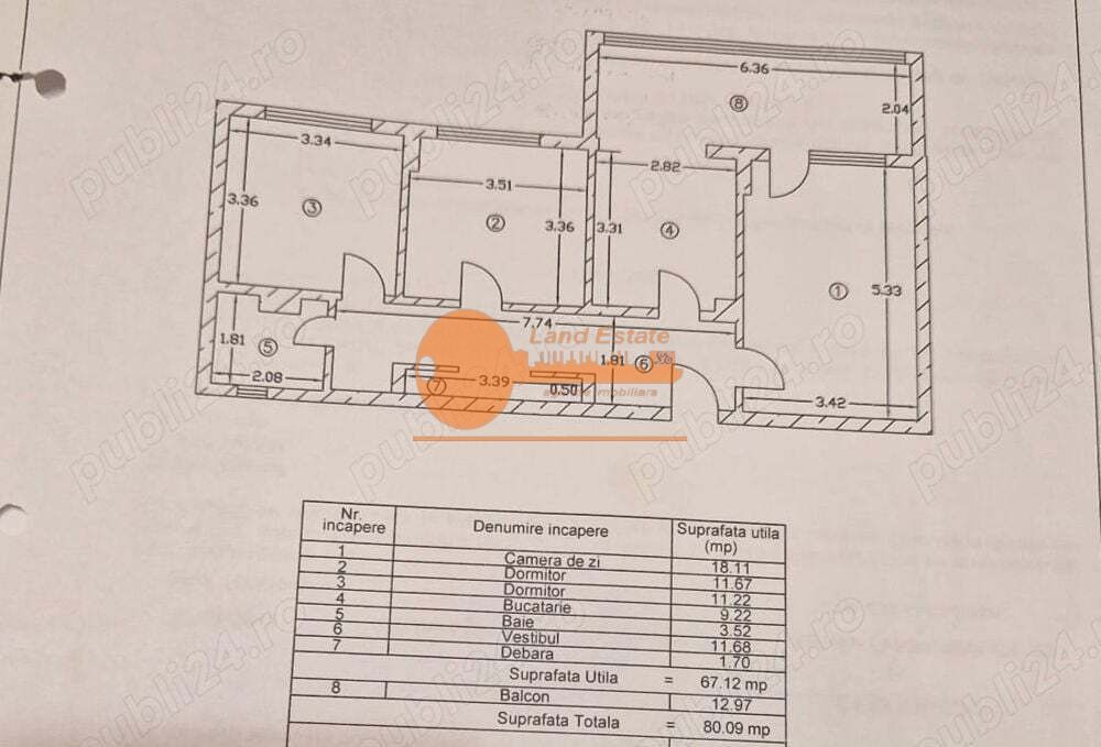 Apartament 3 camere – Militari, Gorjului – aproape de metrou și piață - Schiță 10