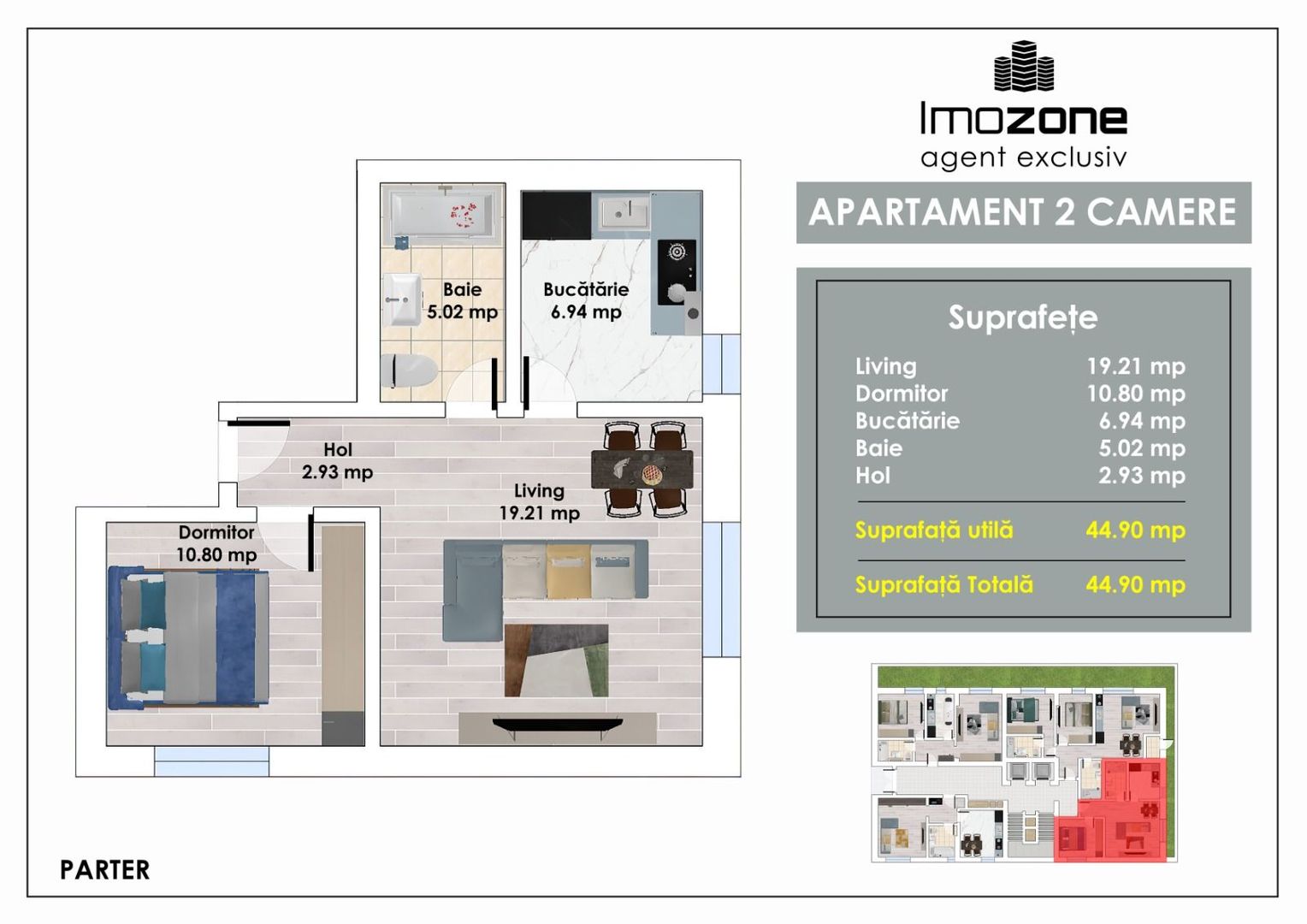 3 Camere | De Vanzare | Bloc Nou | 2 Bai | Living Spatios | 77 mp | Balcon - Poză 5