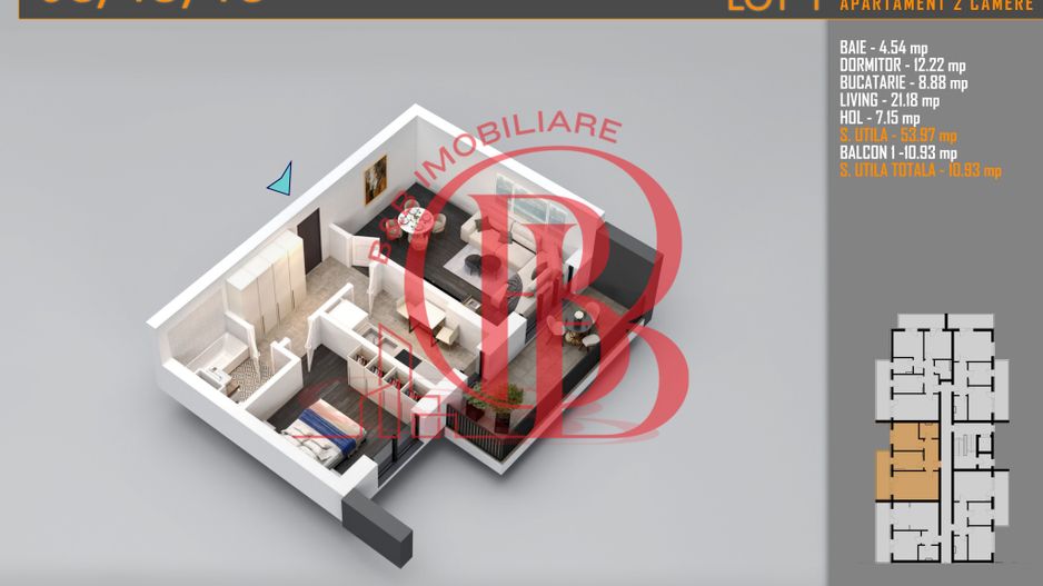 Apartament decomandat 2 camere -Titan Pallady Metrou Teclu - Schiță 2