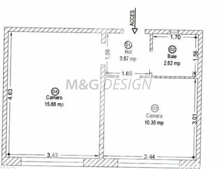Apartament cu 1 camere Buziasului etaj 2 - Schiță 5