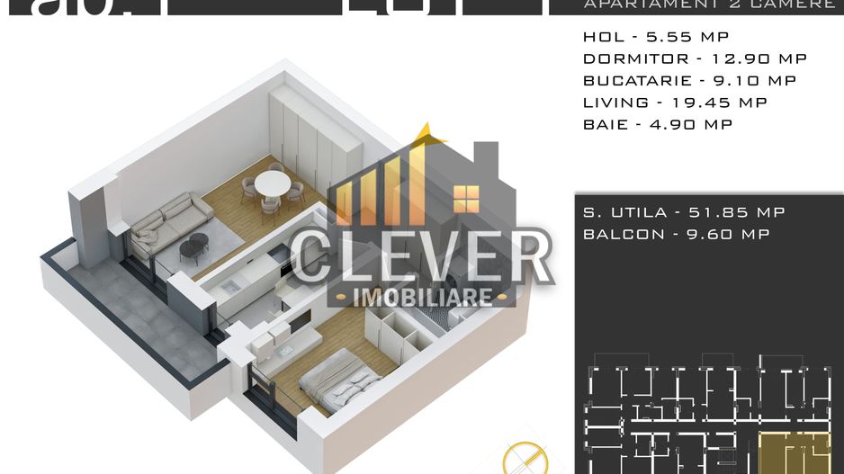 Apartament 2 camere Decomandat, comision 0, zona Pallady - Schiță 9