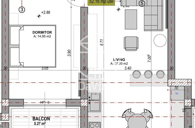 Apartament 2 camere - 52.15 mpu, aer conditionat(ALP-C4-L-ap.5) - Poză 2
