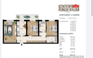 [Metrou Berceni] Apartament 3 camere - 2 bai | Decomandat | 88 mp - Schiță 6