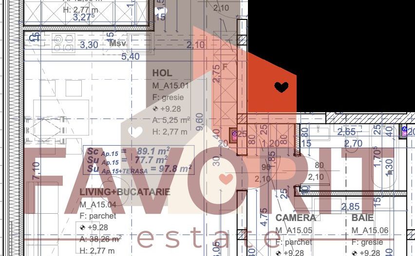 Comision 0%. Terasa 20 mp. Spatios. 2 bai. Lift. Disponibil imediat - Schiță 13