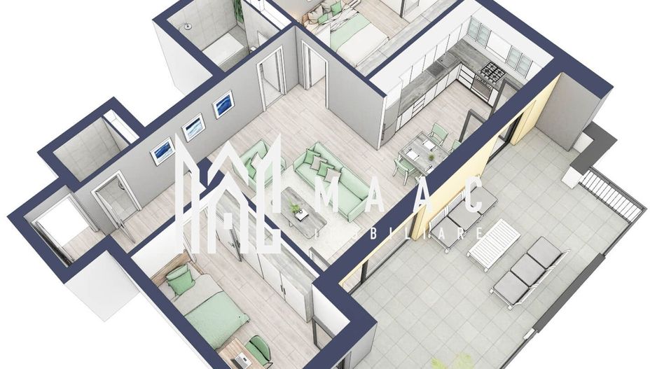 Apartament 3 camere | Balcon 27.3 mp | Etaj 3 | Turnisor - Poză 2