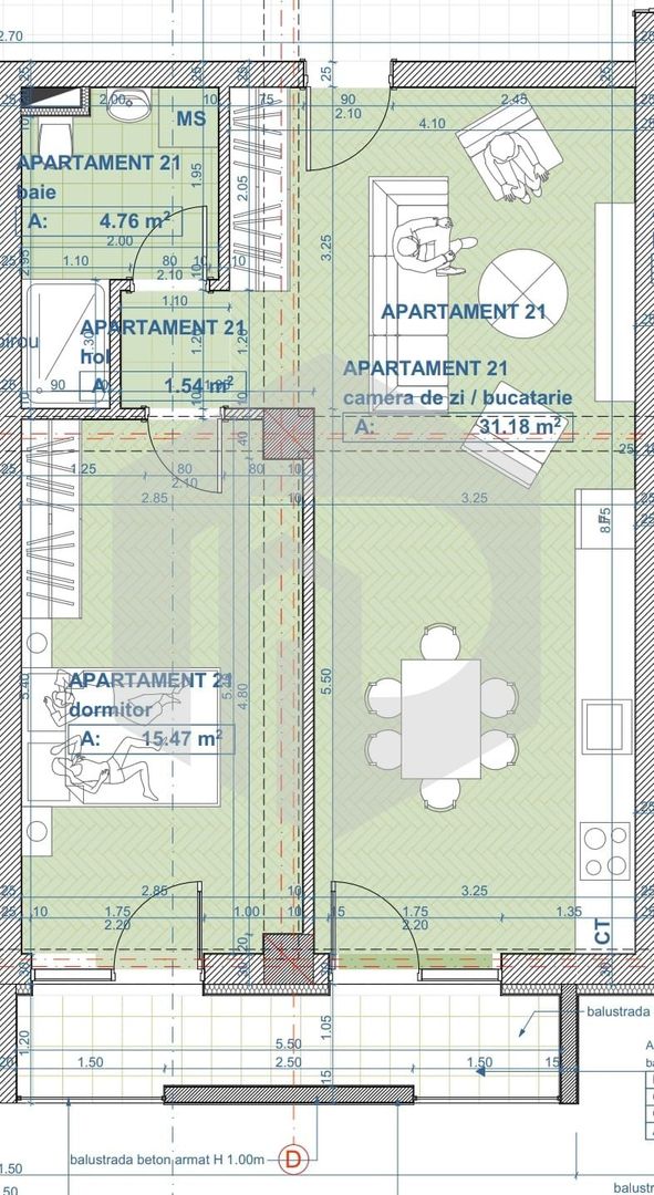 Proiect nou | Apartament 2 Camere | Zona spitalul judetean | Etaj 1 - Poză 3