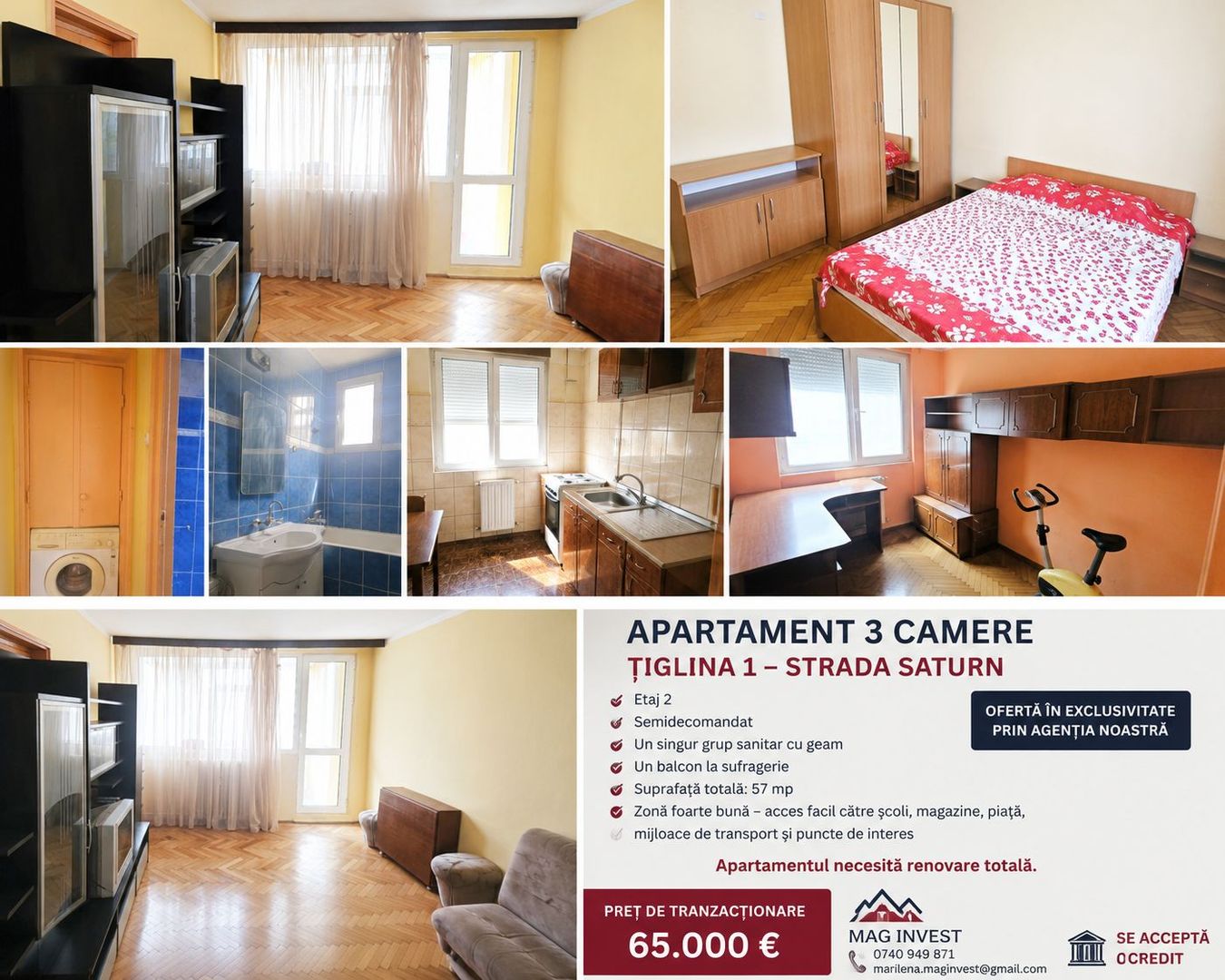 Apartament 3 camere de vanzare - Tiglina 1 - Strada Saturn - Etaj 2 - Poză 1