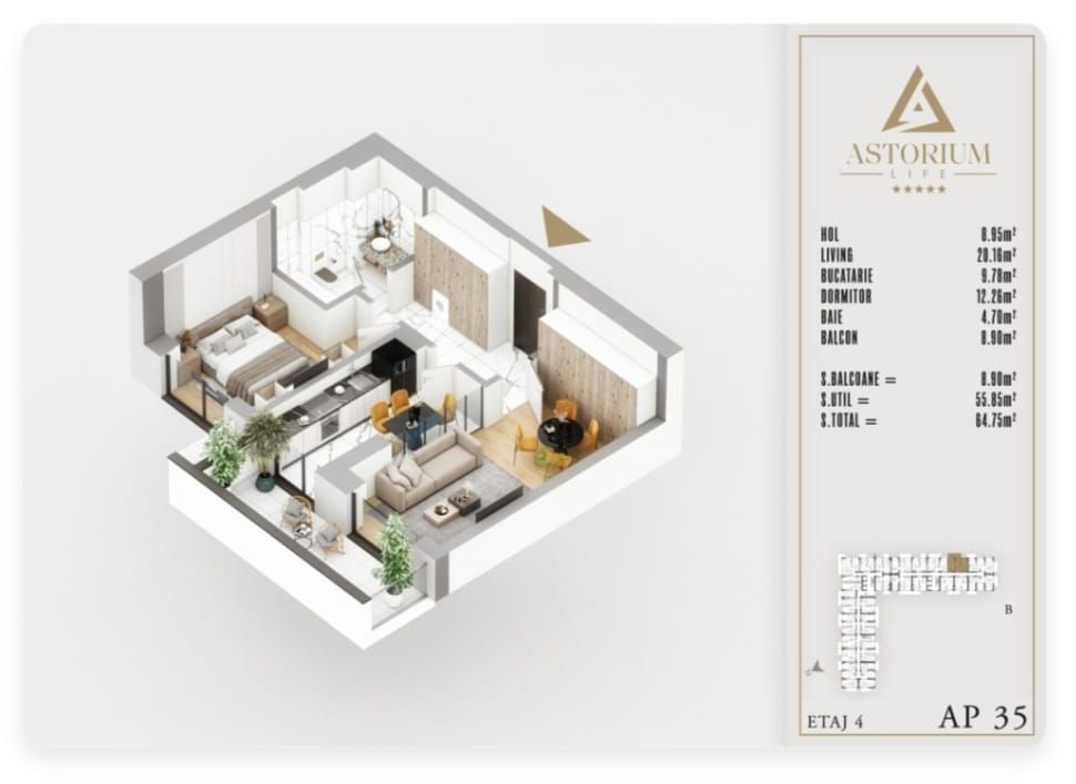 AP. 2 CAM. DISPONIBIL IN BLOC B ,BLOC APROAPE FINALIZAT/ ASTORIUM! - Poză 2