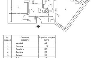 Apartament 2 camere – Decomandat  – Drumul Taberei - Schiță 1