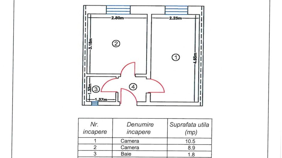 Apartament cu 2 camere, ETAJ 1, mobilat și utilat, VASLUI - zona PROCOPIU; - Poză 5