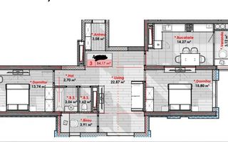 Vânzare, apartament, 2 camere, str. Calea Moșilor, Râșcani - Schiță 2