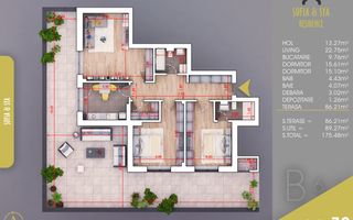 3 camere cu TERASA ,BONUS Parcare, Metrou N Teclu,Pallady - Poză 4