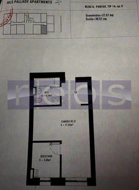 VANZARE GARSONIERA HILS PALLADY 30MP PARCARE INCLUS ANGHEL SALIGNY METROU - Schiță 9