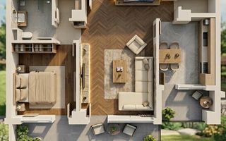 Apartament | 2 camere | 66,45 MPU  | 2 Balcoane | Veterani - Poză 1