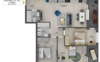 Apartament INTABULAT LA CHEIE, 4 camere, Sibiu - Schiță 9