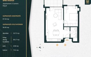 Apartament 2 Camere cu parcare inclusă în complexul BHB Avenue - Poză 18