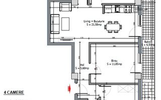 Apartament 4 camere Otopeni Central, nou, 2 locuri de parcare subterane - Schiță 13