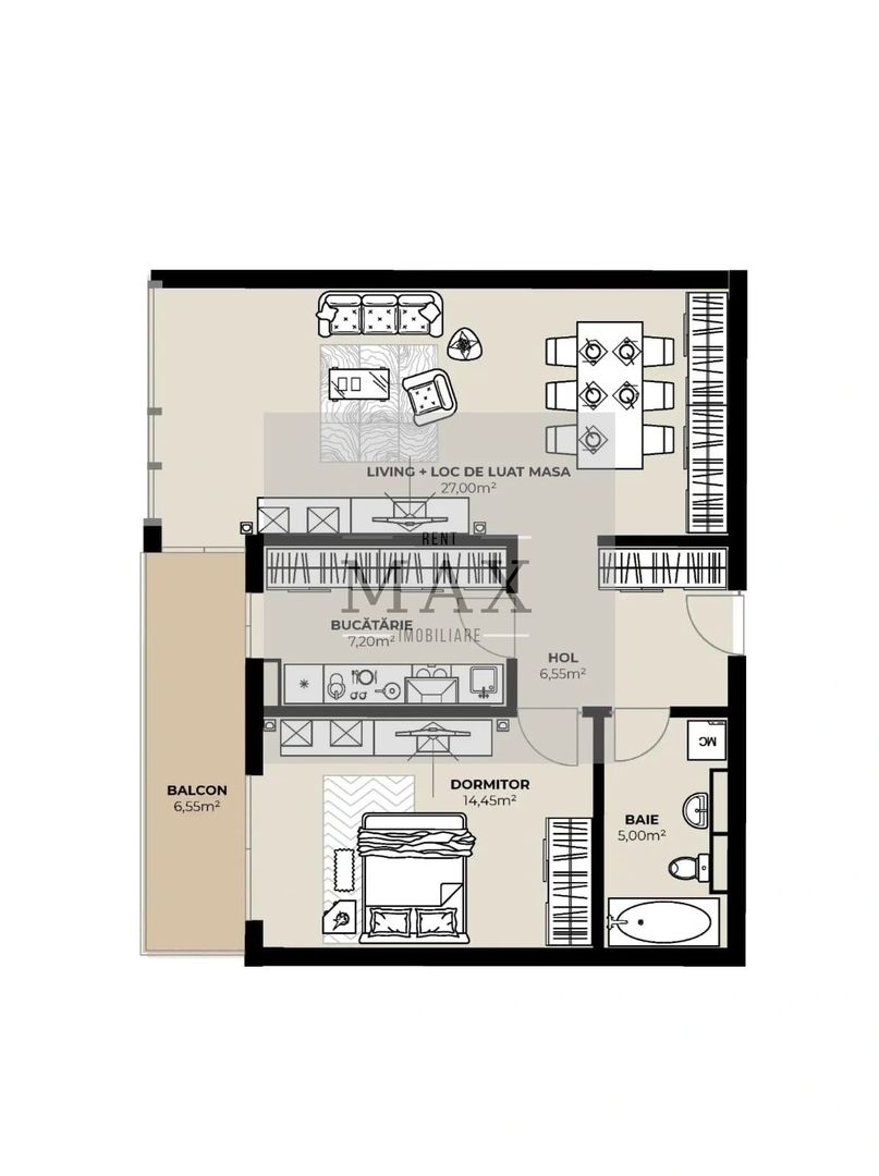 Apartament 2 camere de vânzare 60.2 mp Et.9  Mărăști Fabricii - Poză 1