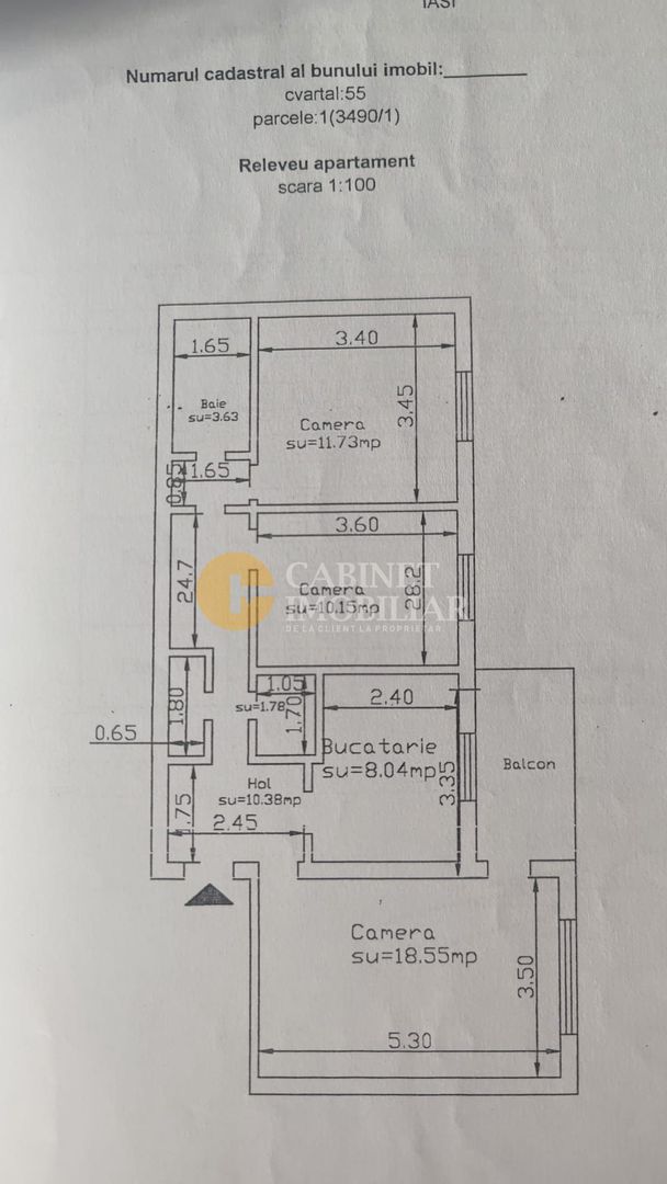 CANTA - 3 CAMERE DECOMANDAT - ETAJ INTERMEDIAR - Schiță 7