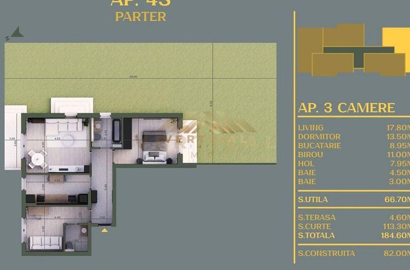 Apartamente 3 Camere cu gradina113mp, Berceni - Vidra - Poză 1