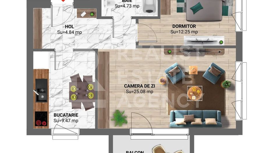Apartament 2 camere de vânzare în nordul capitalei, lângă pădure - Schiță 7